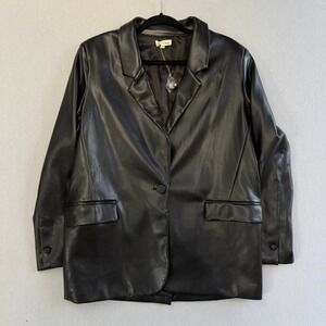 Aaron & Amber Faux Leather Blazer Jacket - Women's Medium, New‎ with Tags